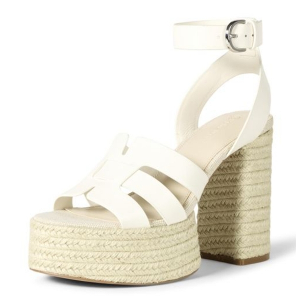 The Drop Shoes - New The Drop Espadrille Strappy Heeled Sandals In White/ Natural Combo Size 10